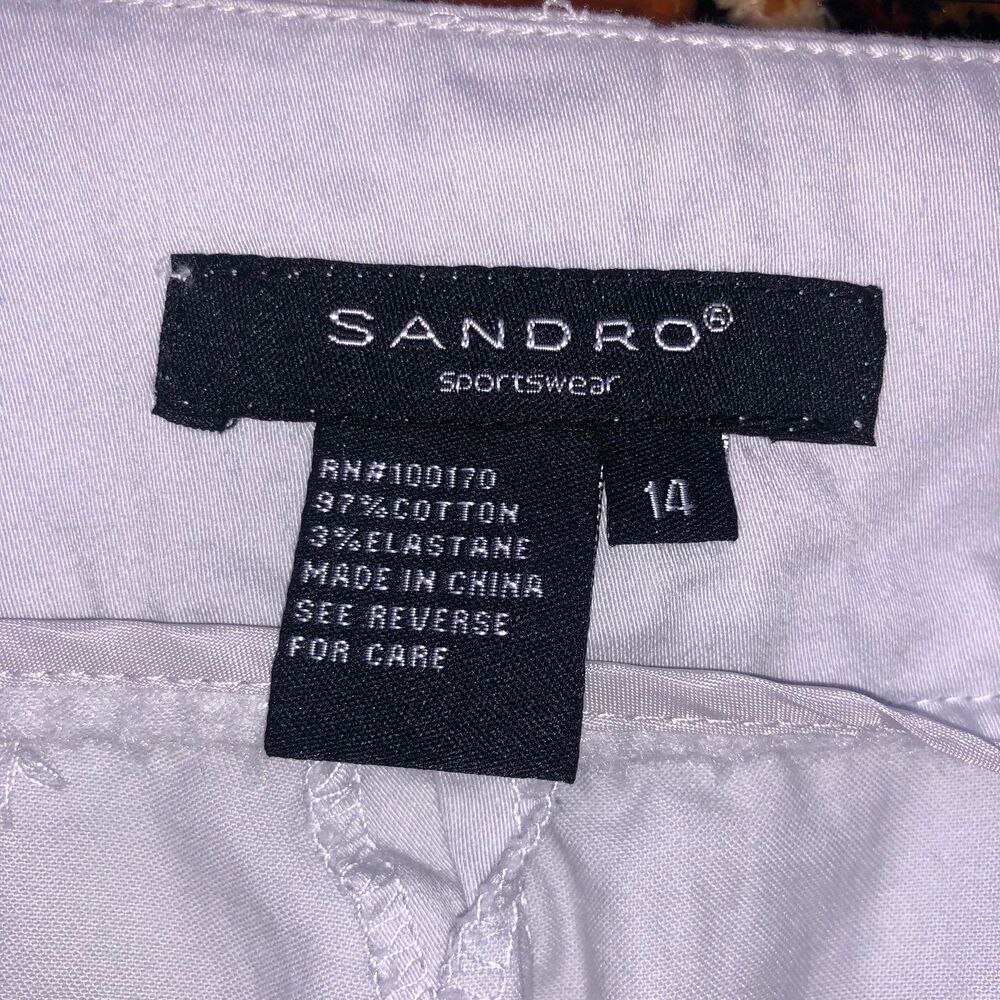 Sandro Sportswear Light Grey Capri Pants sz 14 Cotton Slim Fit Cropped Trousers - Picture 5 of 7